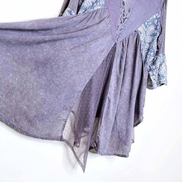 ⚡️SOLD⚡️ california moonrise boho swing hem patchwork top - size small - Picture 7 of 8